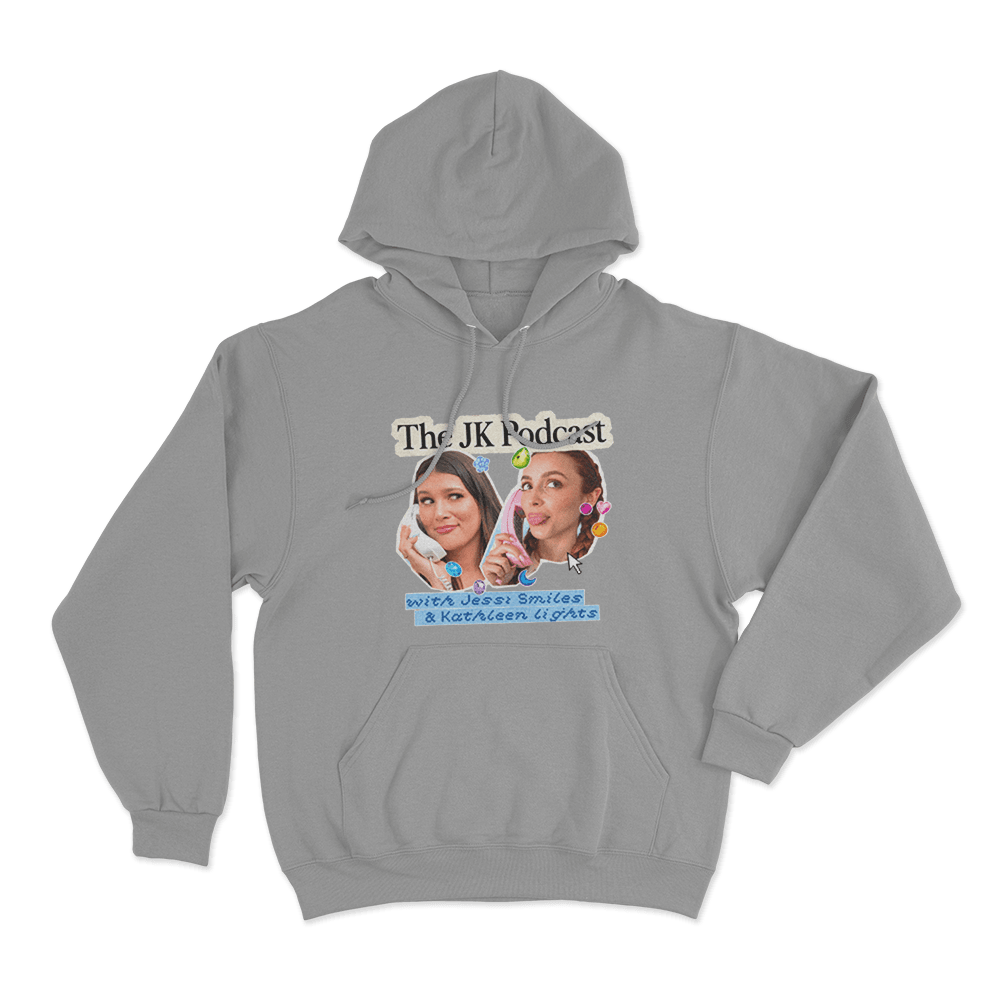 The JK Podcast Retro Phone Collage Unisex Hoodie Grey The JK Podcast Retro Phone Collage Unisex Hoodie Grey